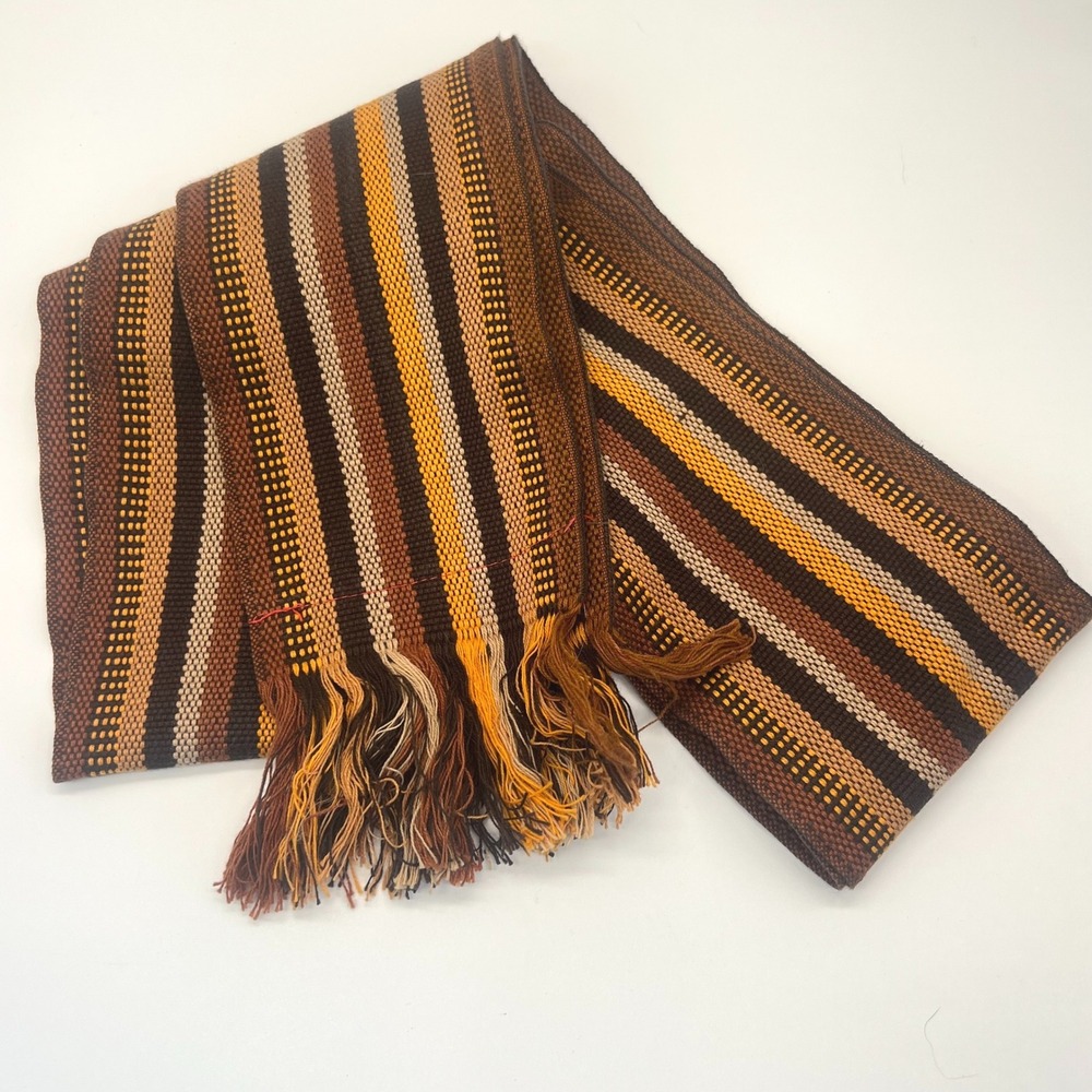 Catherine & Marsha Catherine Stein Scarf Belt Tie Brown Yellow Vintage Boho